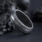 Damascus Steel Men’s Ring Custom Made Personalised Band Prometheus